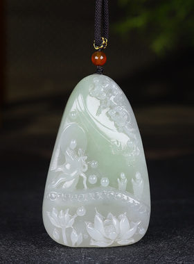 （古晨珠宝）青海和田玉烟紫翠青悟道挂件吊坠玉坠一心向佛89g
