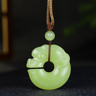 （古晨珠宝）新疆和田玉若羌黄玉鸡油黄玉猪龙挂件吊坠玉坠18g