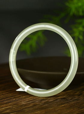 （不议价）润玉缘和田玉晴水细圆条手镯女款玉镯13g50mm