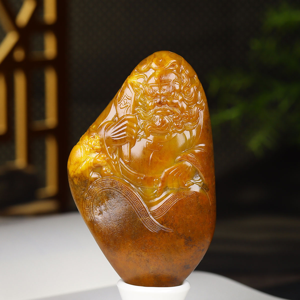 (古晨珠宝) 新疆和田玉黄沁籽料钟馗把件手玩天师钟馗143g