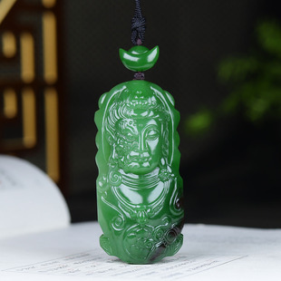 （古晨珠宝）俄罗斯和田玉菠菜绿碧玉一念之间挂件吊坠玉坠57g