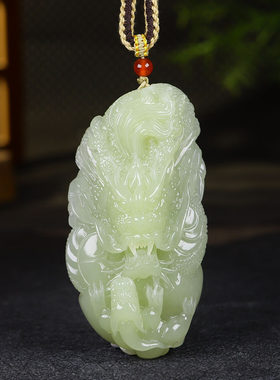 （古晨珠宝）新疆和田玉若羌黄玉生肖龙把件手玩望子成龙167g