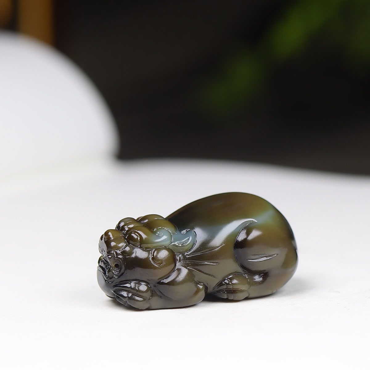(古晨珠宝) 俄罗斯和田玉黄金猫碧玉貔貅挂件吊坠玉坠瑞兽纳福15g