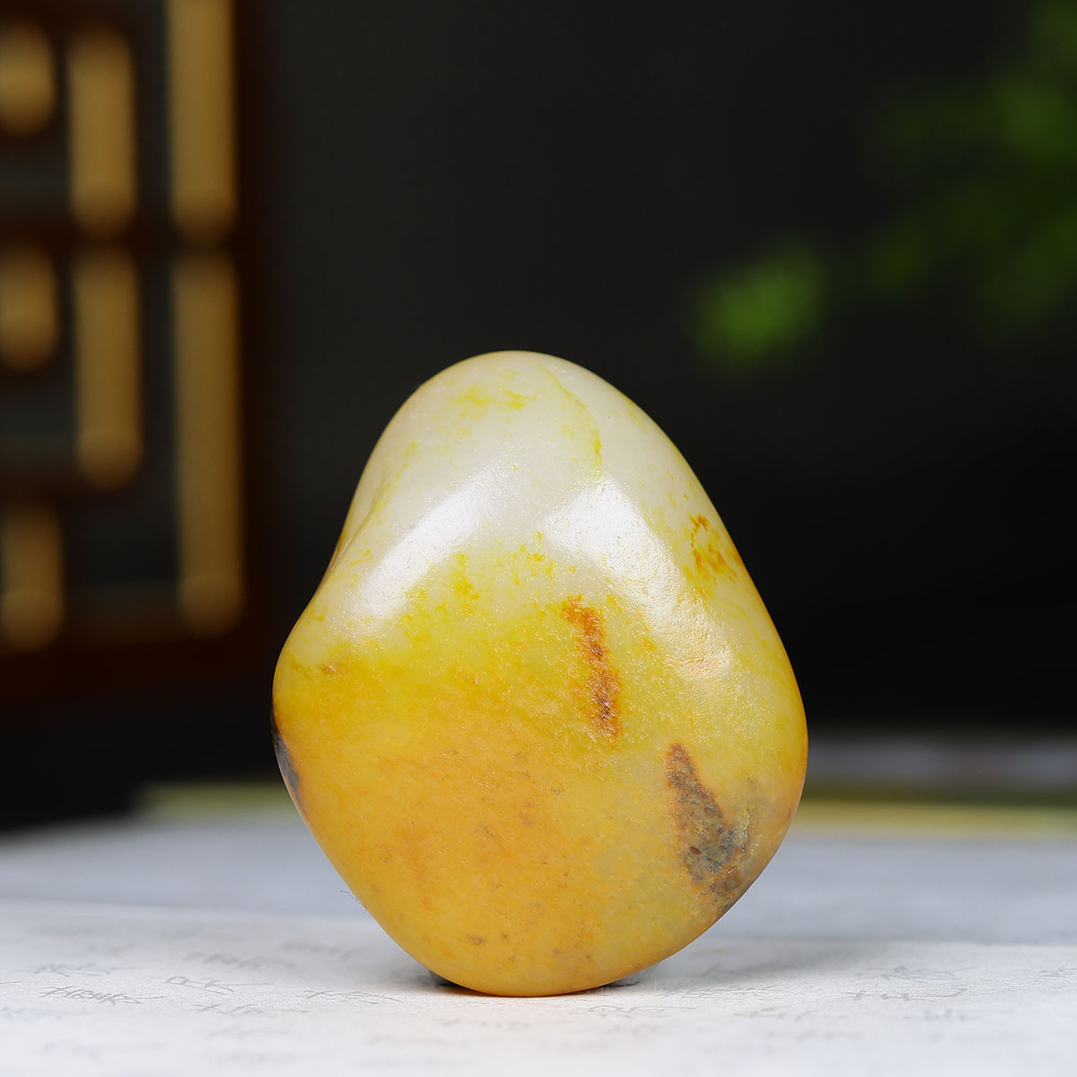 （古晨珠宝）新疆和田玉白玉籽料原石挂件吊坠玉坠时来运转56g