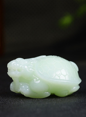 （古晨珠宝）新疆和田玉白玉龙龟手把件手玩瑞兽赐福106g