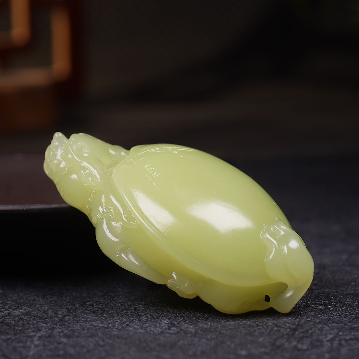 （古晨珠宝）新疆和田玉若羌黄玉龙龟挂件把件手玩件荣归81g