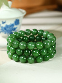 不议价 俄罗斯和田玉碧玉圆珠手串润玉缘手链诸事如意47g12mm