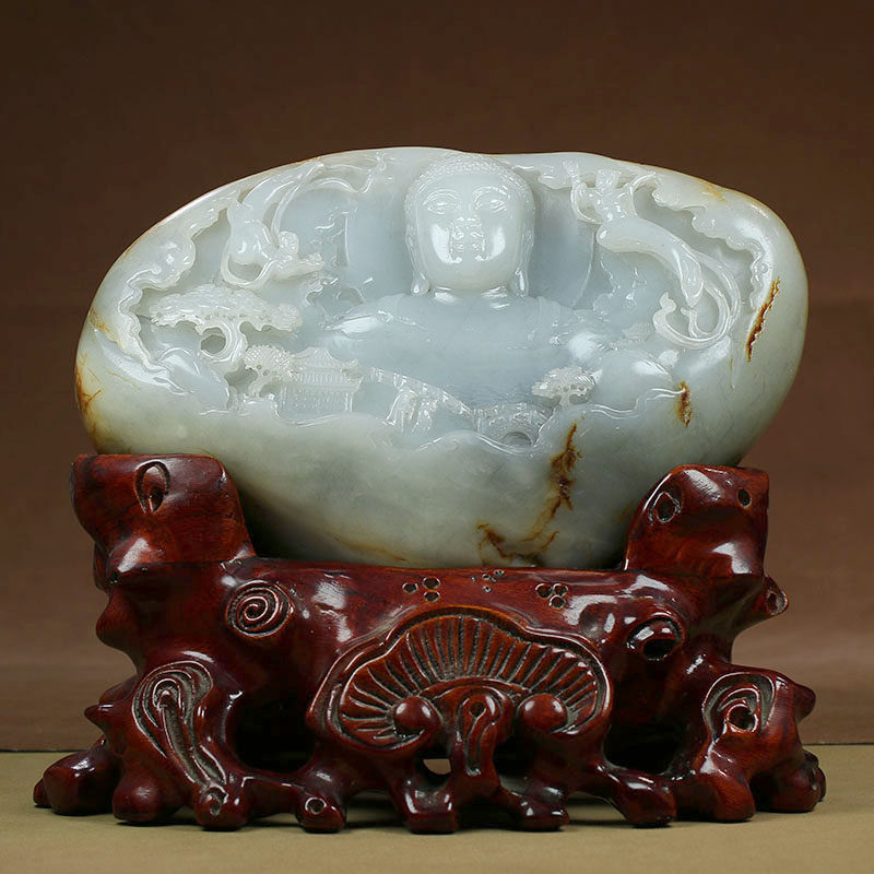 润玉缘新疆和田玉白玉籽料佛祖摆件佛光普照1883g