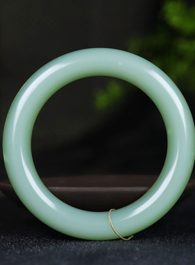 （古晨珠宝）俄罗斯和田玉粉青碧玉圆条手镯女款玉镯68g55mm