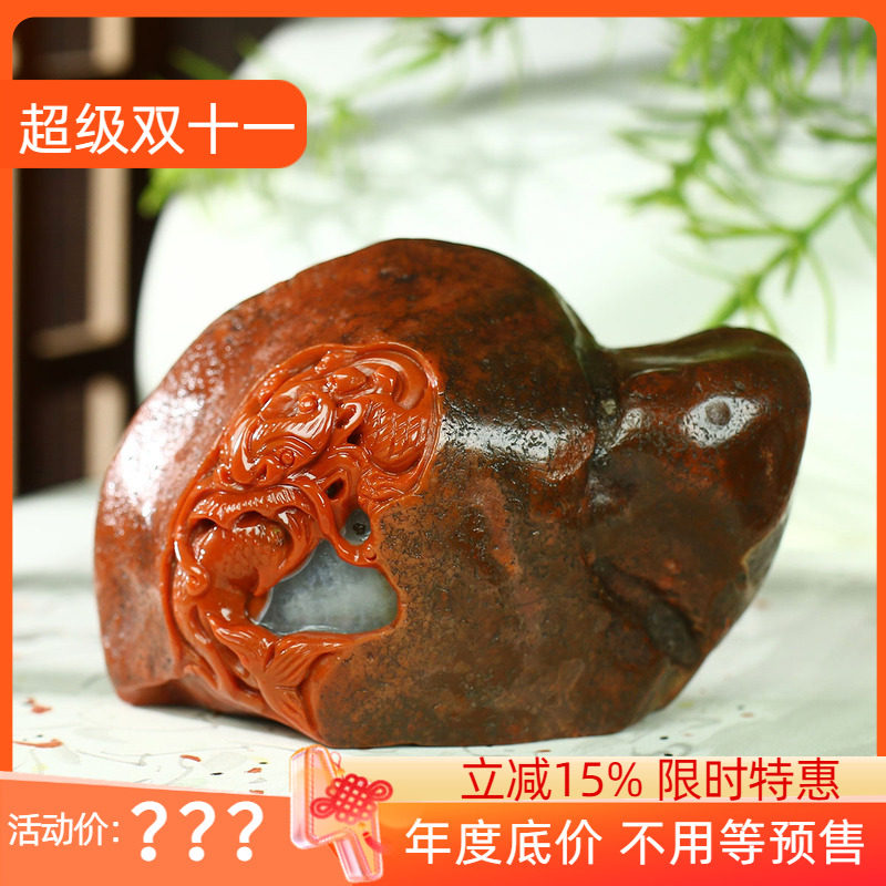 古晨凉山原矿南红生肖龙摆件