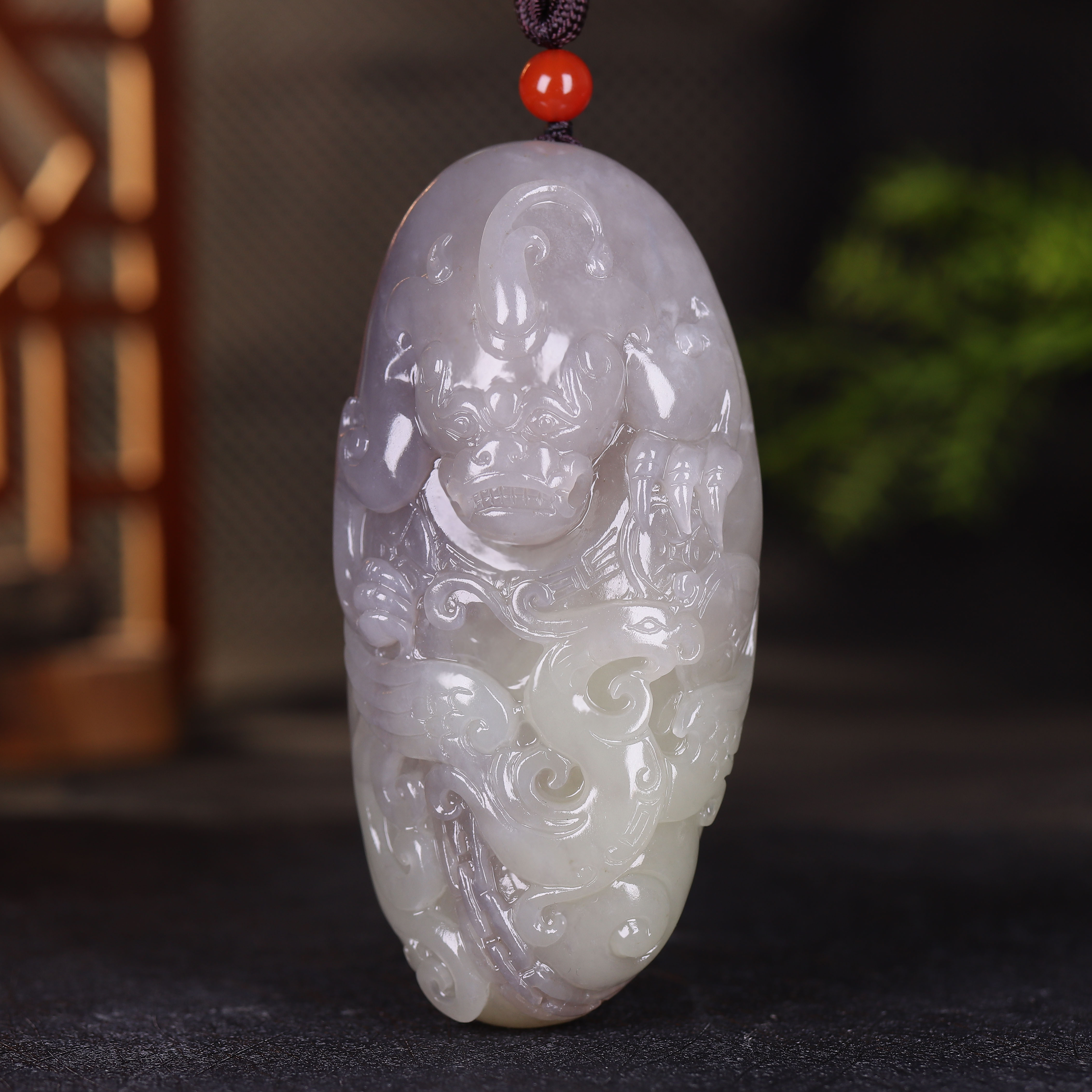 （古晨珠宝）青海和田玉烟紫瑞兽把件手玩摆件瑞兽呈祥247g