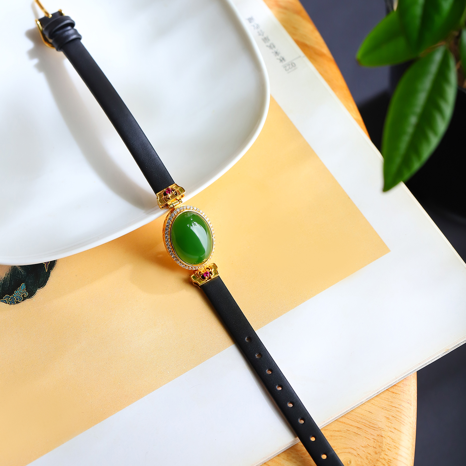 （古晨珠宝）俄罗斯和田玉碧玉特色手表款手链手饰人生如意10g