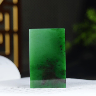 俄罗斯和田玉菠菜绿碧玉无事牌挂件玉牌吊坠玉坠75g 古晨珠宝