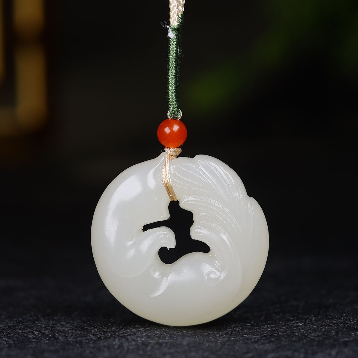 （古晨珠宝）青海和田玉藕粉狐狸挂件玉牌吊坠玉坠聪明伶俐14g