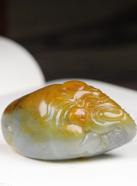 （古晨珠宝）新疆和田玉青花籽料大象挂件玉坠吊坠吉祥如意71g