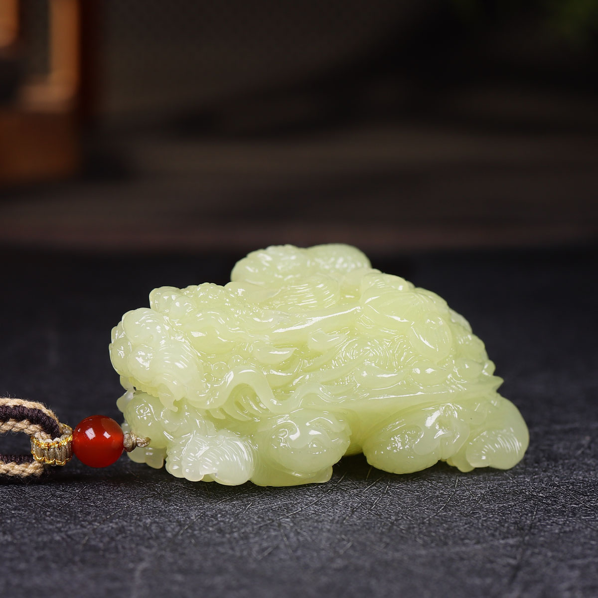（古晨珠宝）新疆和田玉若羌黄玉玄武把件手玩154g