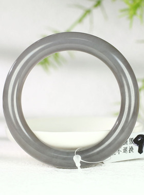 古晨和田玉烟紫圆条手镯