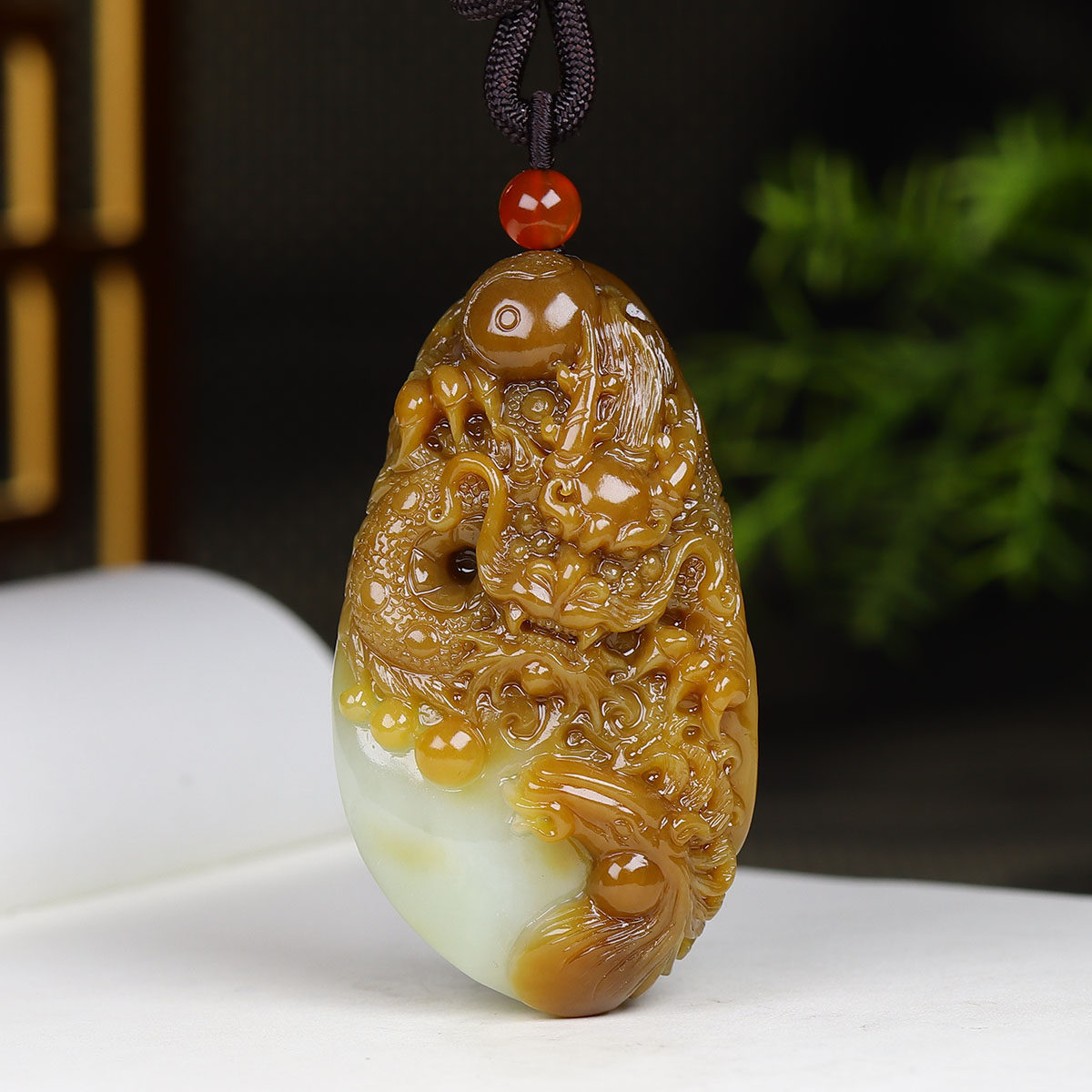 （古晨珠宝）新疆和田玉糖白玉龙马手把件手玩摆件龙马精神123g