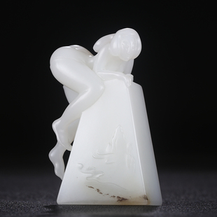 天然正品 绝代佳人59g已结缘 新疆和田玉白玉籽料佳人小把件手玩料