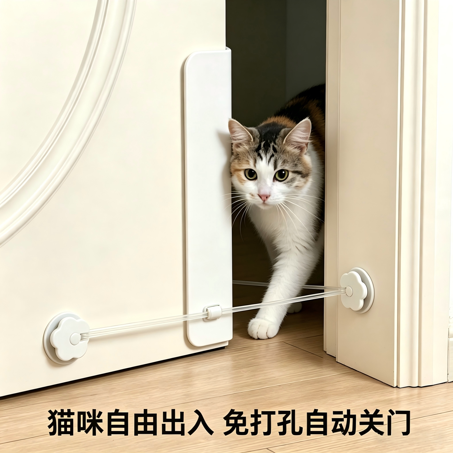 猫门自由出入门猫咪双向自动关门辅助器宠物留门洞猫用品