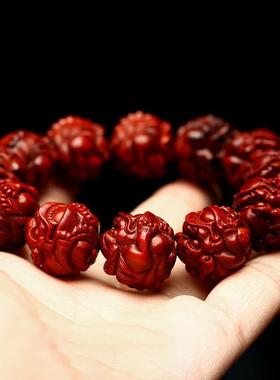 小叶紫檀雕刻貔貅佛珠手串男士把玩情侣文玩红木招财檀木手链女款