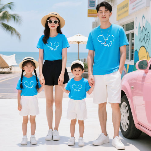 亲子装多安胺T恤纯棉短袖套装夏