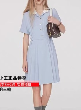 熊25夏学院风休闲通勤短袖翻领短袖连衣裙TTOW252506W OW252506W