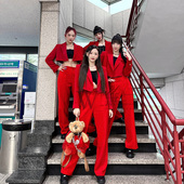 h1key同款 kpop女团风rose打歌服韩舞红色爵士舞表演出舞台西服