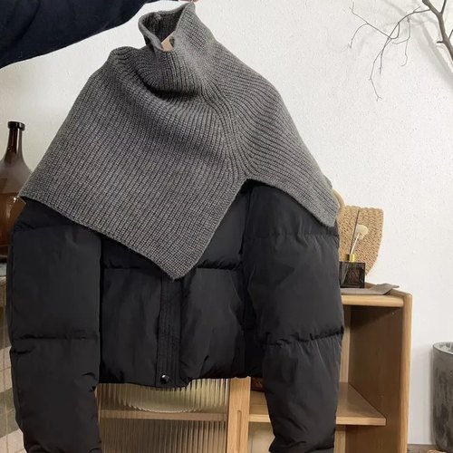 2025新高领套头针织披肩斗篷脖套