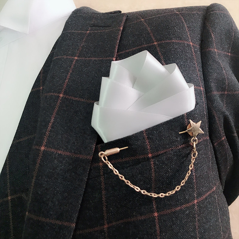 男西装口袋巾外套直插方巾 成型口袋配饰品折叠口袋巾