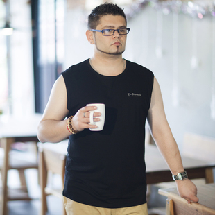 加肥加大码 坎肩背心 健身宽松背心男士 运动夏季 T恤男 大码 宽肩无袖