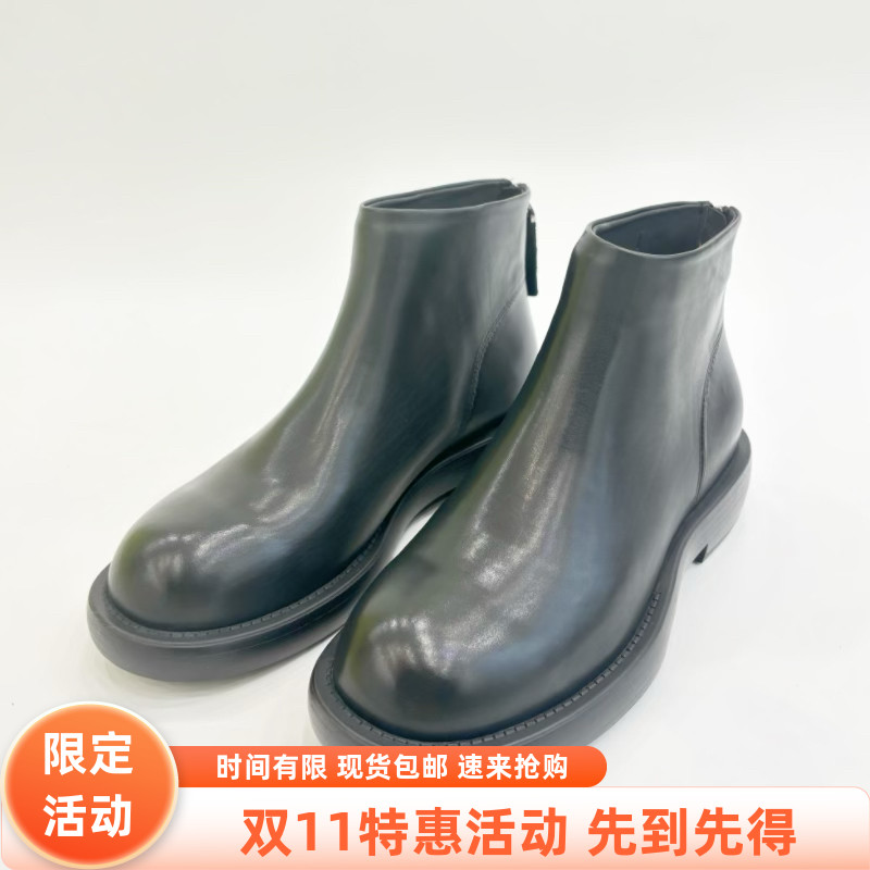 假日阳光丽人2025新款真皮女鞋海巷女短靴显瘦中跟女单鞋5897