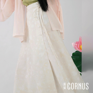 茱萸CORNUS 缠枝月桂牡丹纹国风半裙 汉元素新中式女装通勤裙子