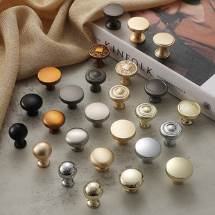 美式简约单孔锌合金拉手抽屉鞋柜衣柜亮银金色法式轻奢橱柜门把手