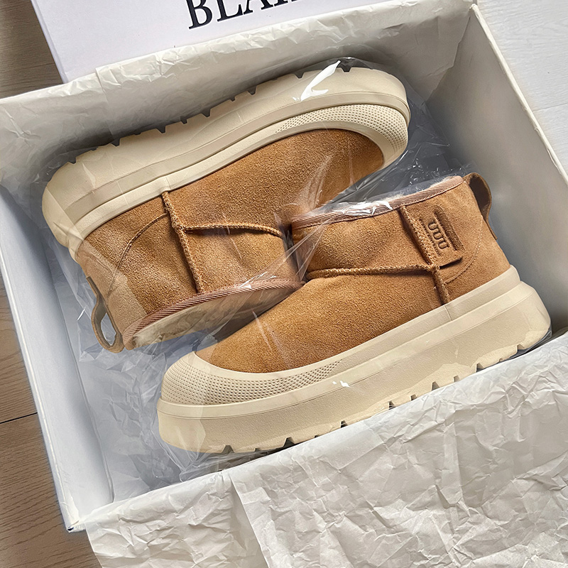 羊皮毛一体厚底雪地靴男女款2025冬季新款短筒棉鞋加绒保暖棉靴潮