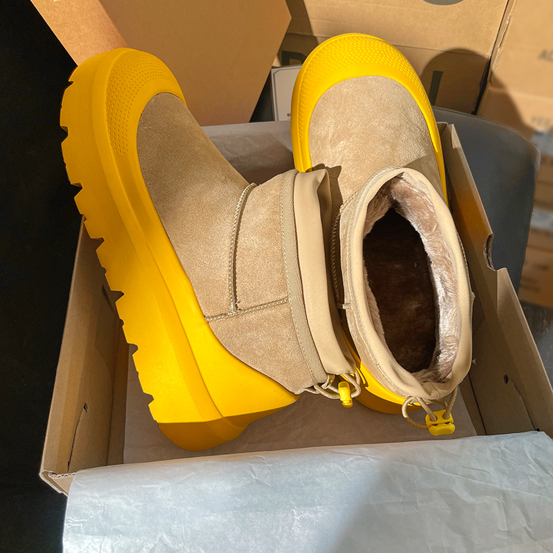 马思唯同款塔斯曼雪地靴男鞋冬季羊皮毛一体加绒保暖抗寒棉鞋女潮