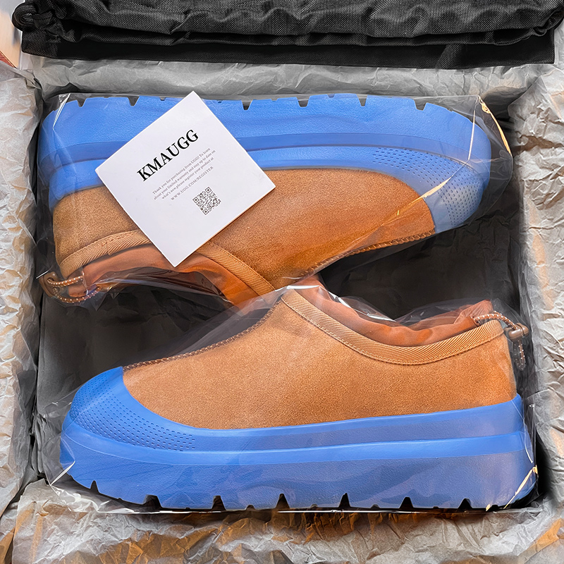 王一博同款蓝色塔斯曼厚底雪地靴男女款保暖短靴冬季东北防寒棉鞋