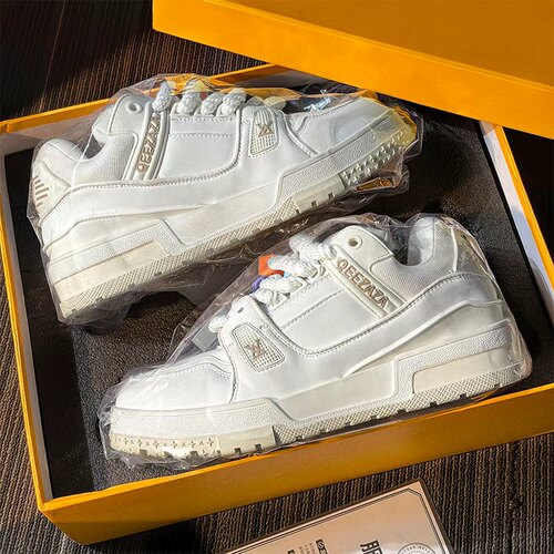 香港高端现货trainer小胖丁男女鞋2026新款驴家爆款真皮厚底板鞋