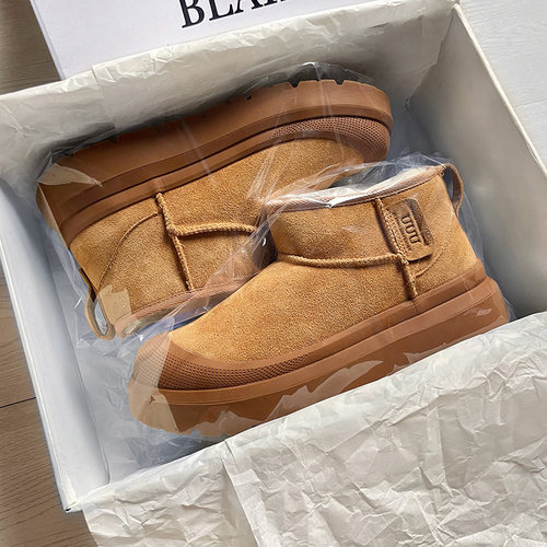 桑坡村厚底棉鞋男女鞋2025冬季新款羊皮毛一体加绒加厚保暖雪地靴