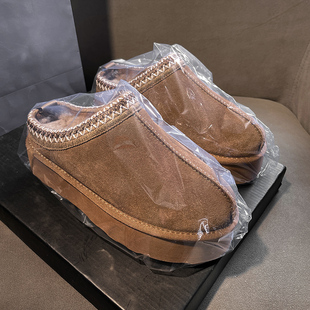 羊皮毛一体桑坡村厚底民族风包头棉拖女冬季加绒保暖防寒雪地靴潮