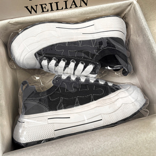 王鹤棣同款重奏系列梅花帆布鞋休闲运动男女鞋2026新款厚底小脏鞋
