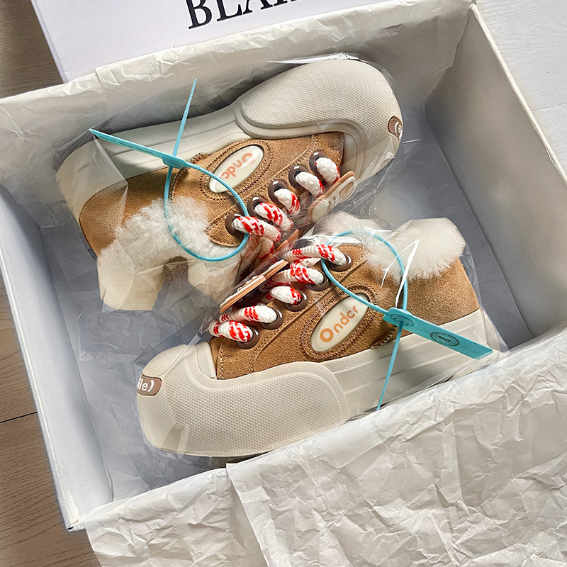 白鹿同款姜饼人开口笑棉鞋女款冬季加绒保暖丑萌大头休闲板鞋男潮