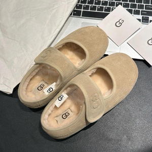 高端正品玛丽珍棉鞋女款冬季羊毛皮一体魔术贴棉拖加绒保暖毛毛鞋