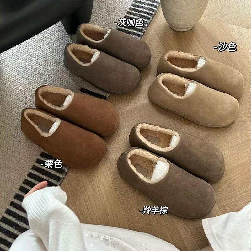 官方正品小土豆包头棉拖鞋女2025秋冬新款羊皮毛一体加绒保暖棉鞋