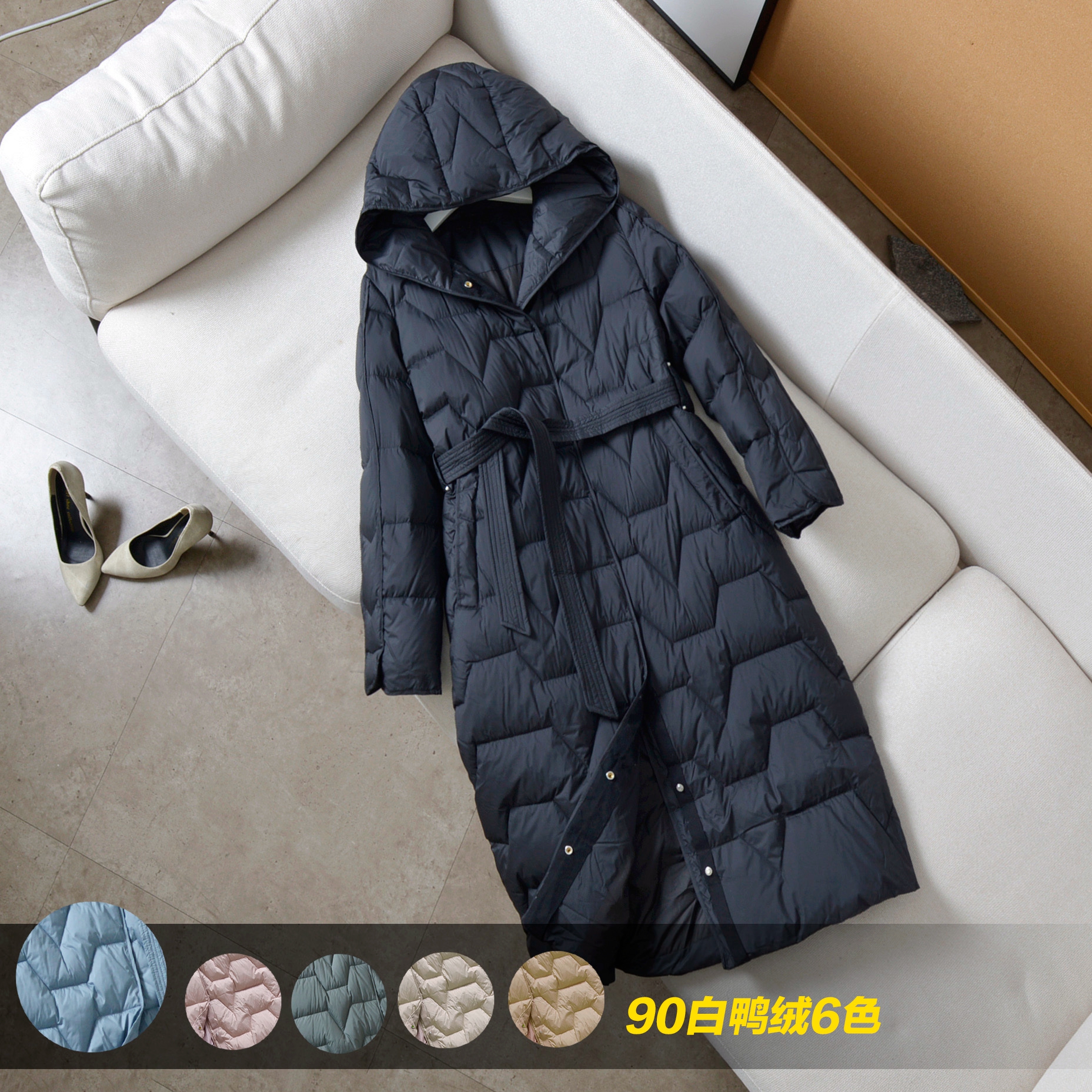 90白鸭绒轻薄羽绒服女中长款秋冬季韩版修身显瘦收腰过膝长款外套