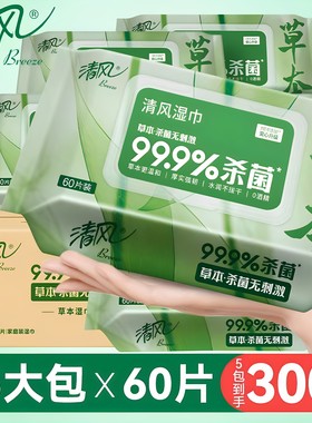 清风湿巾纸杀菌婴幼儿手口专用儿童学生卫生成人私处清洁不含酒精