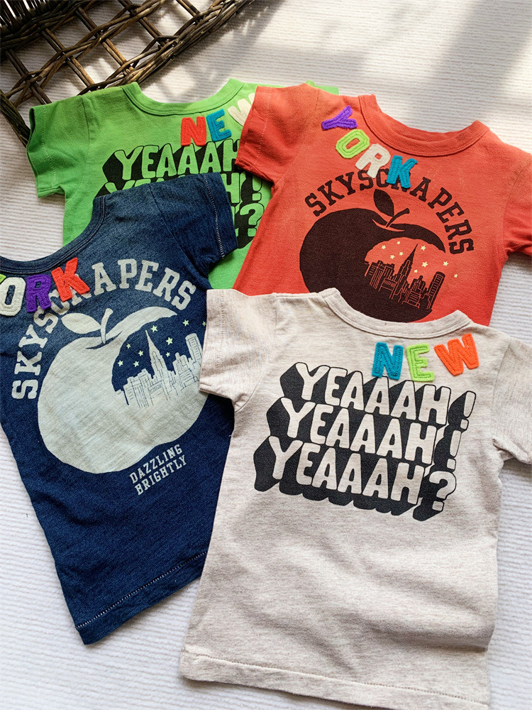 FO圆领复古做旧半袖贴布T恤衫