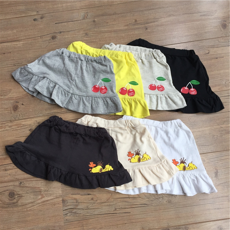 外贸原单儿童短裙纯棉女童A字裙子女宝超短裙半身裙日单荷叶边夏