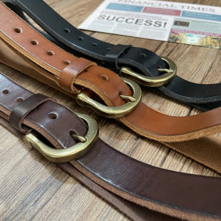 阿美咔叽工装 牛仔复古休闲加厚进口头层牛皮男女腰带纯铜实心配件