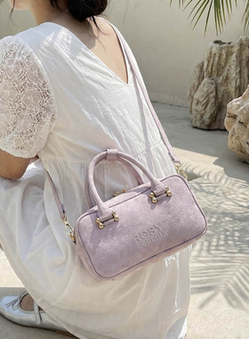 高级感淡紫色手提包女极简小清新手机包巨好看的斜挎包精致小方包